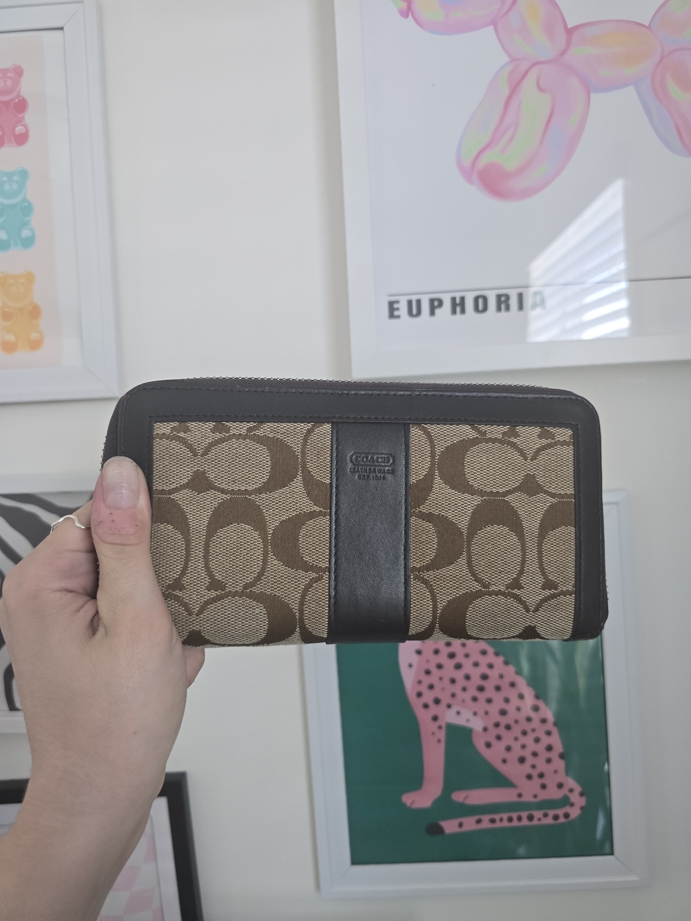 Coach Zip Wallet - Leather And Signature Jacquard